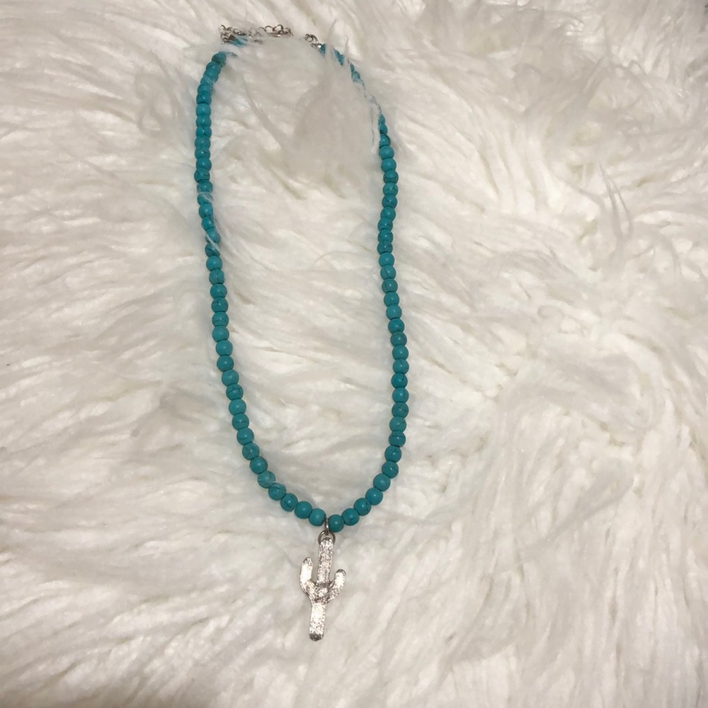 Turquoise cactus necklace.